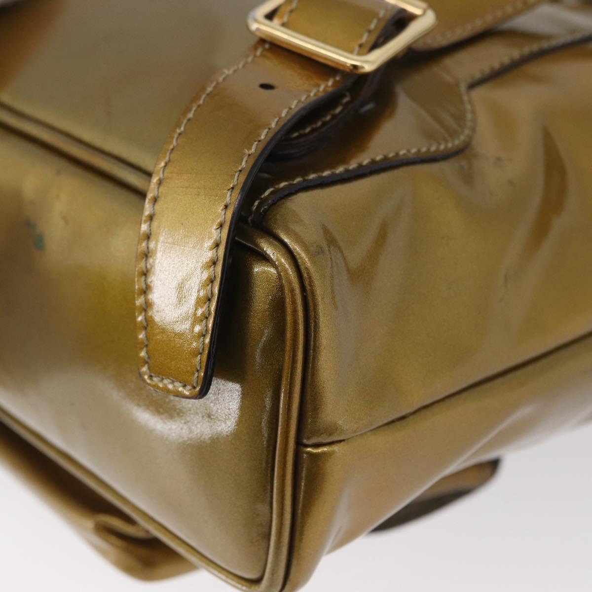 GUCCI Bamboo Backpack Patent leather Gold Tone 003 1705 0030 Auth ka2998