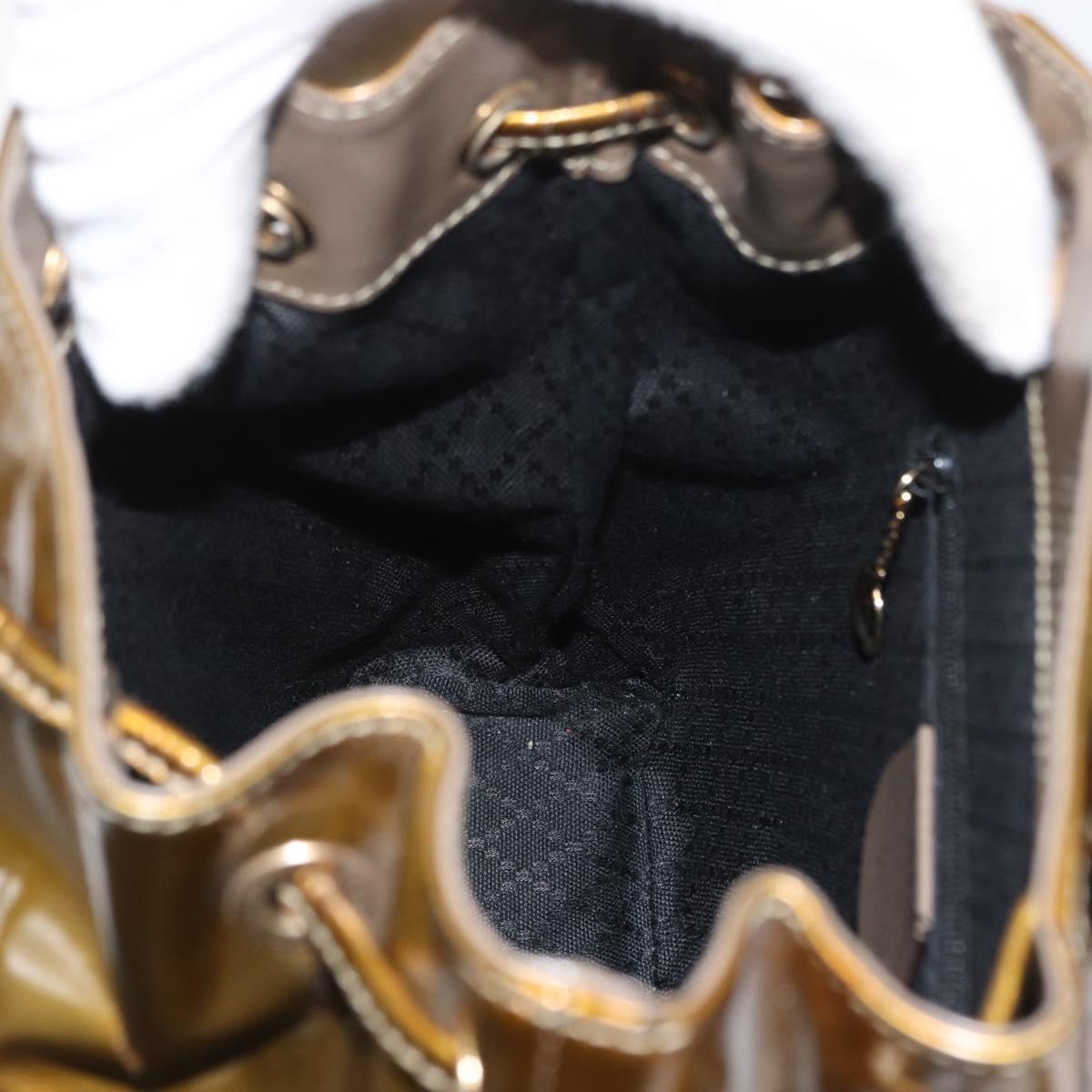 GUCCI Bamboo Backpack Patent leather Gold Tone 003 1705 0030 Auth ka2998