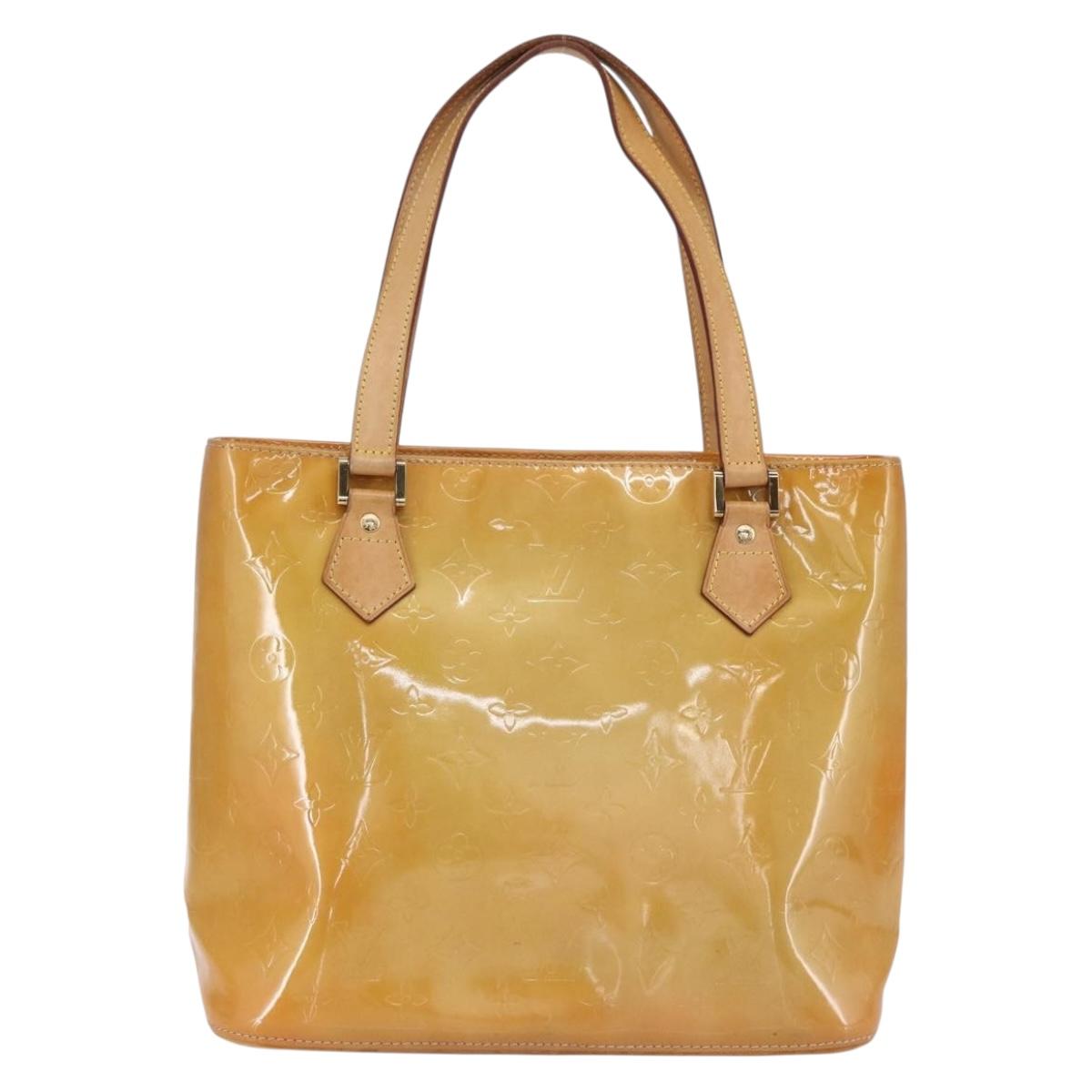 LOUIS VUITTON Monogram Vernis Houston Hand Bag Beige M91004 LV Auth ka300