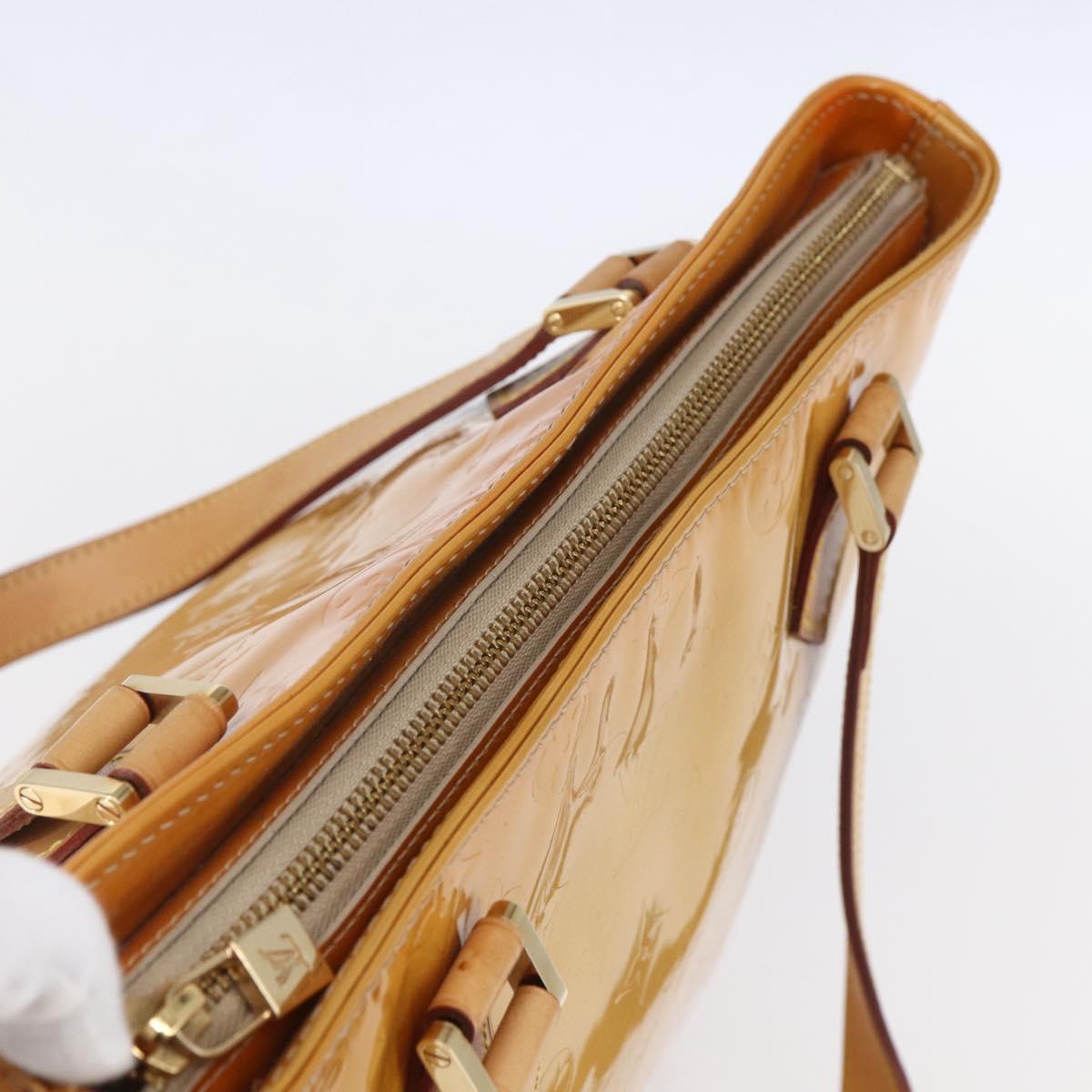 LOUIS VUITTON Monogram Vernis Houston Hand Bag Beige M91004 LV Auth ka300