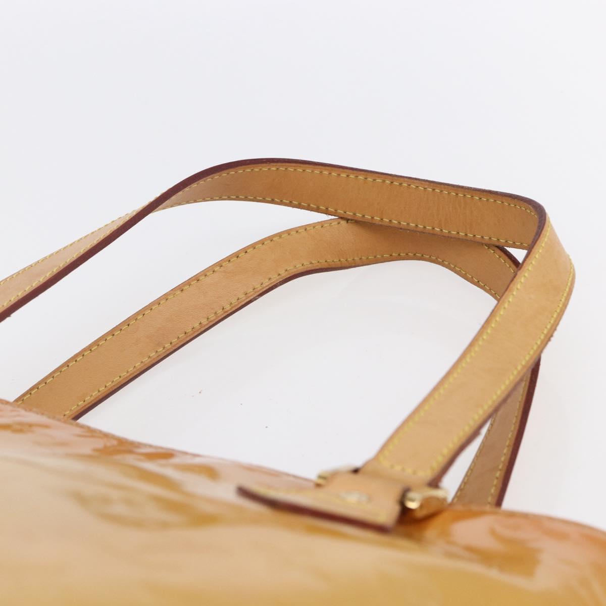 LOUIS VUITTON Monogram Vernis Houston Hand Bag Beige M91004 LV Auth ka300