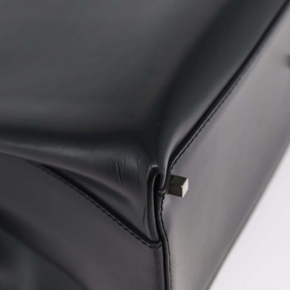 Salvatore Ferragamo Hand Bag Leather 2way Black Silver Auth ka3005