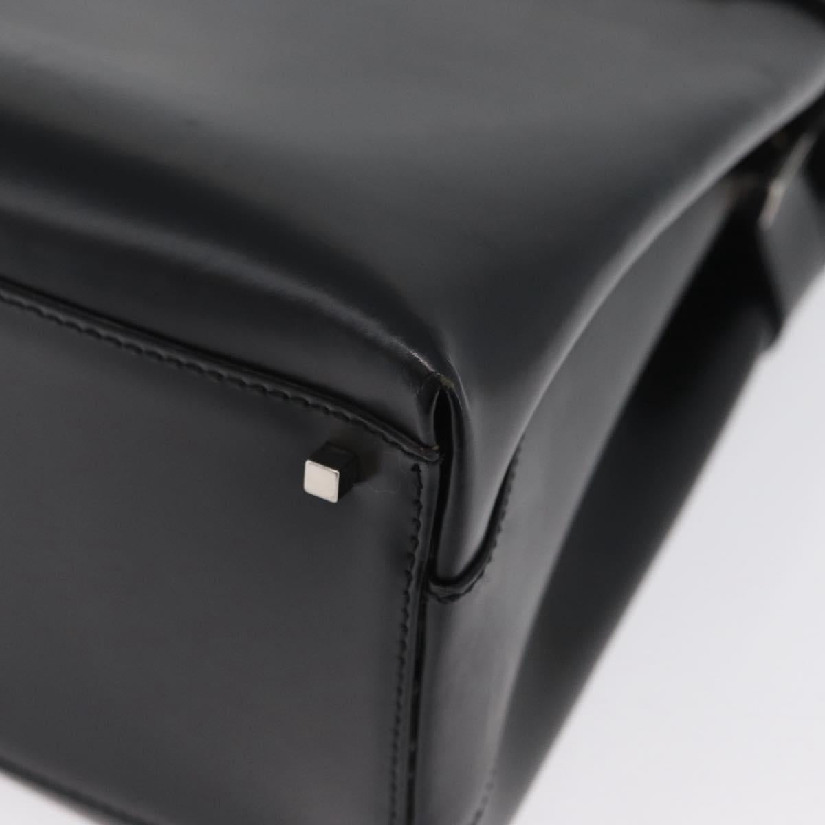 Salvatore Ferragamo Hand Bag Leather 2way Black Silver Auth ka3005