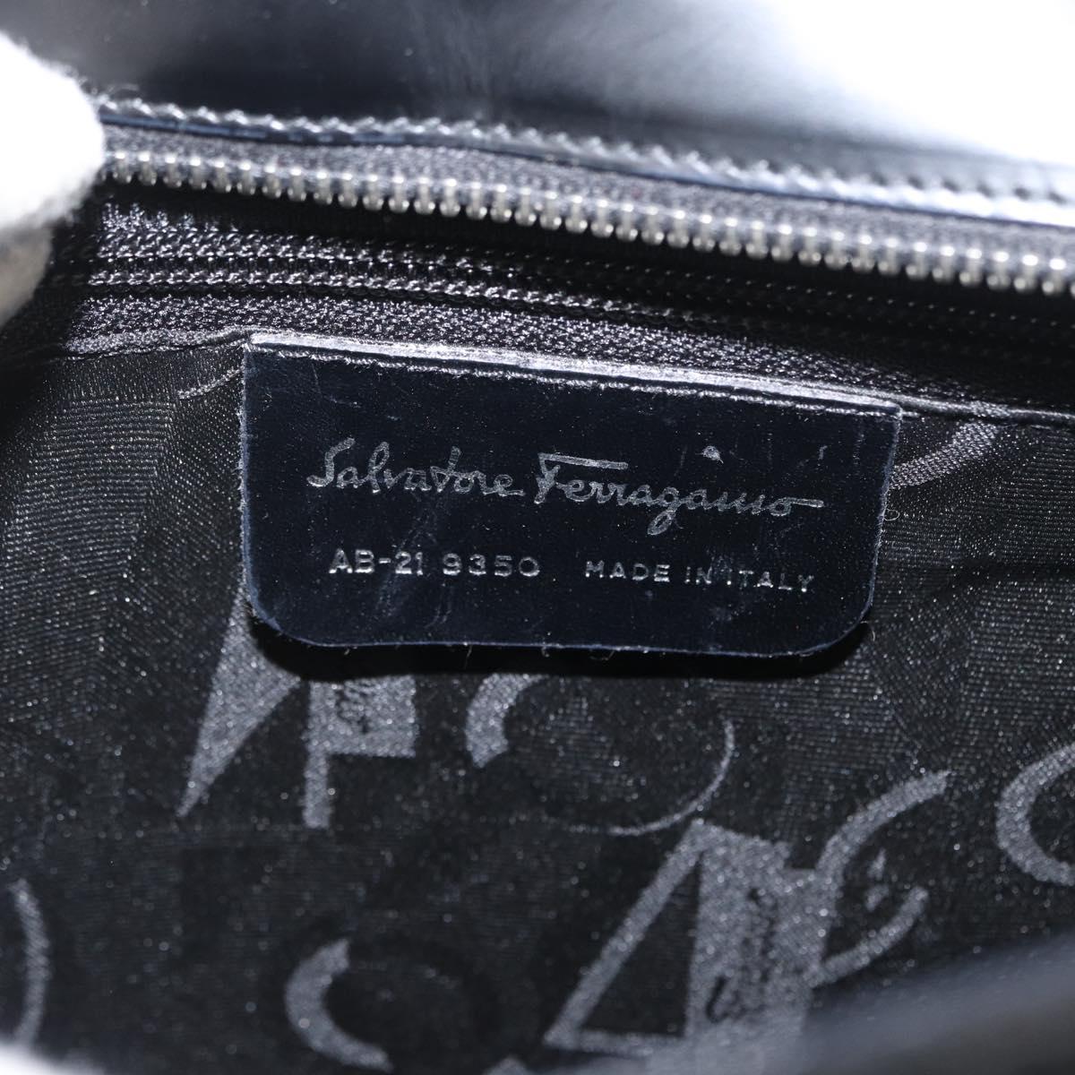 Salvatore Ferragamo Hand Bag Leather 2way Black Silver Auth ka3005