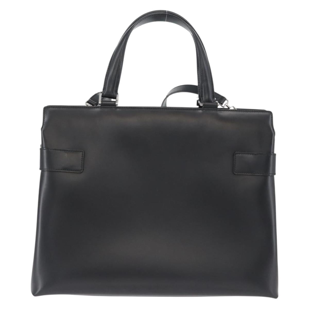 Salvatore Ferragamo Hand Bag Leather 2way Black Silver Auth ka3005
