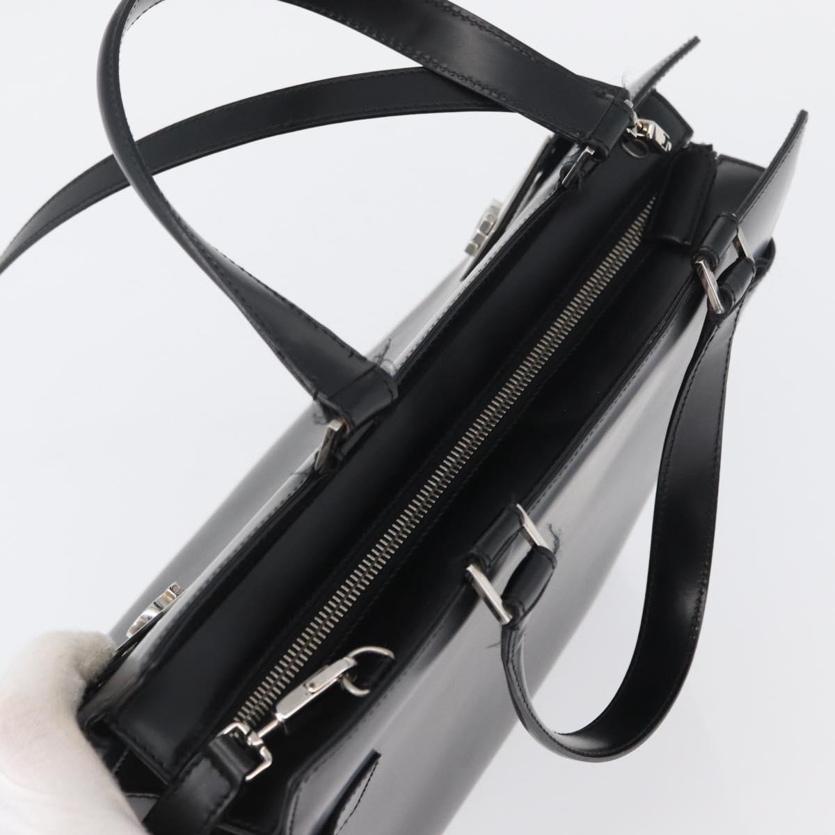 Salvatore Ferragamo Hand Bag Leather 2way Black Silver Auth ka3005