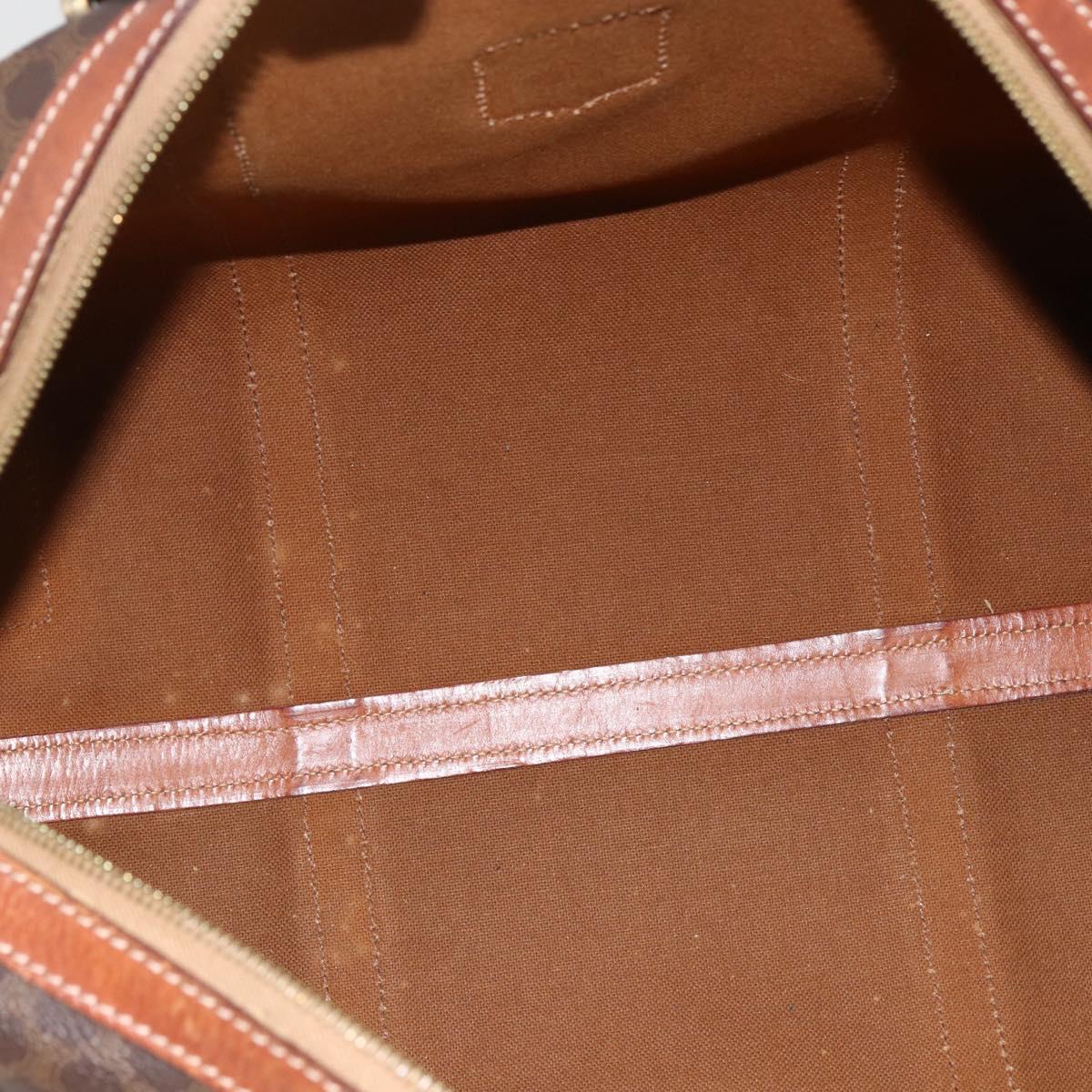 CELINE Macadam Canvas Boston Bag PVC Leather Brown Gold Auth ka3007