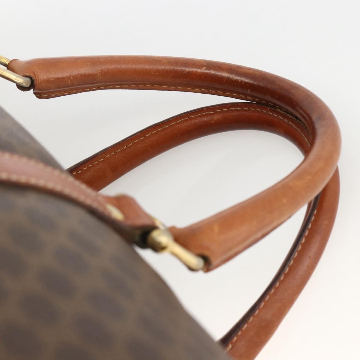 CELINE Macadam Canvas Boston Bag PVC Leather Brown Gold Auth ka3007