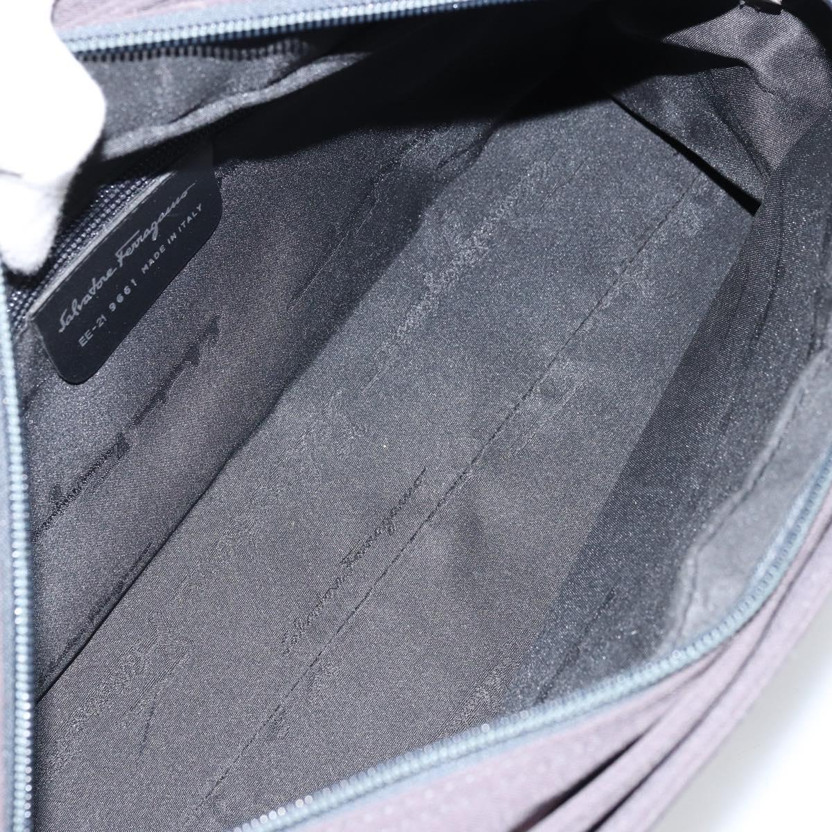 Salvatore Ferragamo Hand Bag Canvas Gray Auth ka3010