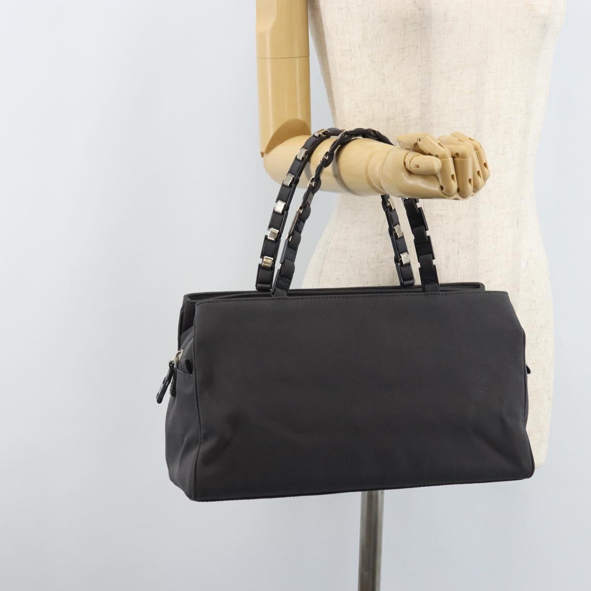 Salvatore Ferragamo Hand Bag Canvas Gray Auth ka3010
