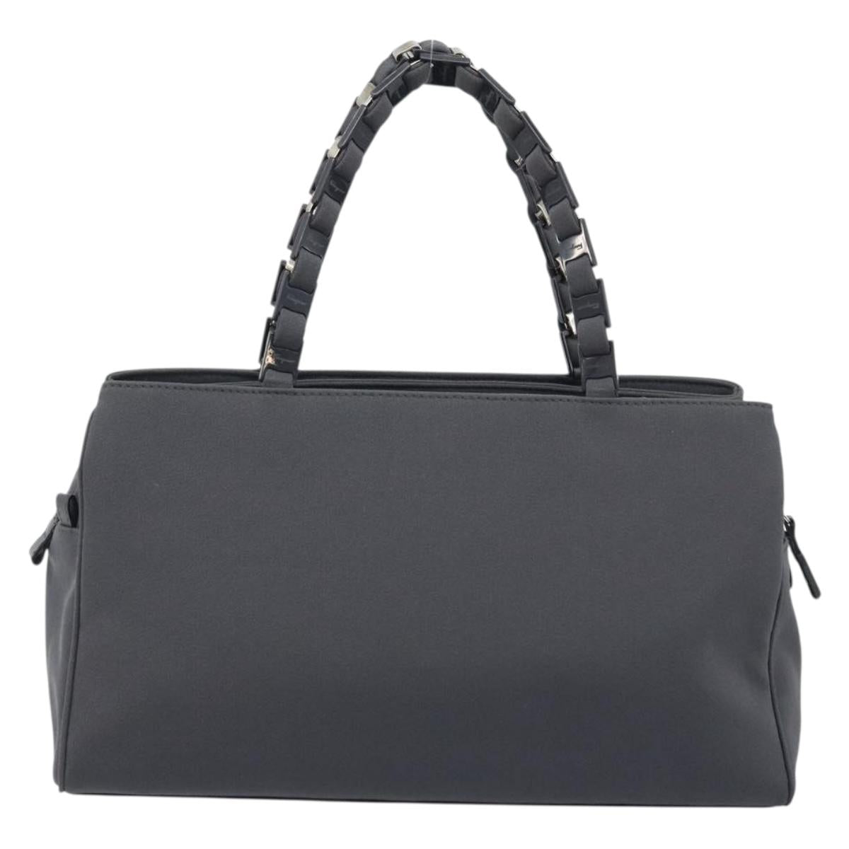 Salvatore Ferragamo Hand Bag Canvas Gray Auth ka3010