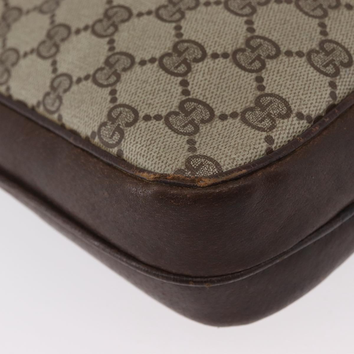 GUCCI GG Supreme Shoulder Bag PVC Beige Gold Auth ka3015