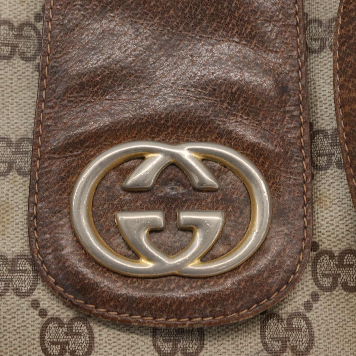 GUCCI GG Supreme Shoulder Bag PVC Beige Gold Auth ka3015