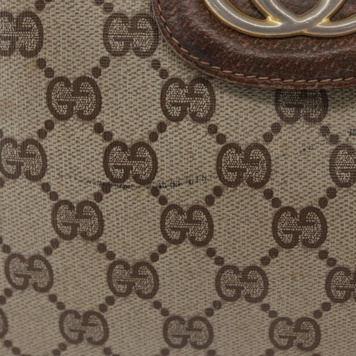 GUCCI GG Supreme Shoulder Bag PVC Beige Gold Auth ka3015