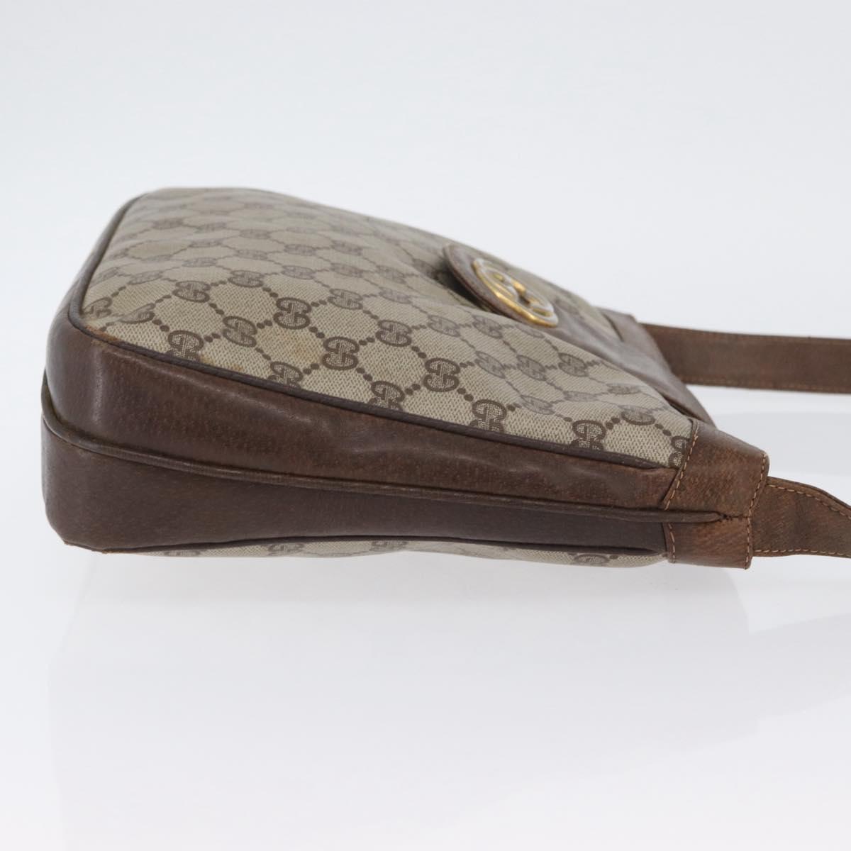 GUCCI GG Supreme Shoulder Bag PVC Beige Gold Auth ka3015