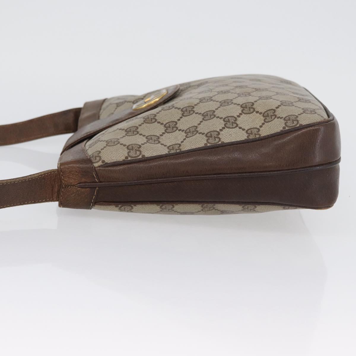 GUCCI GG Supreme Shoulder Bag PVC Beige Gold Auth ka3015