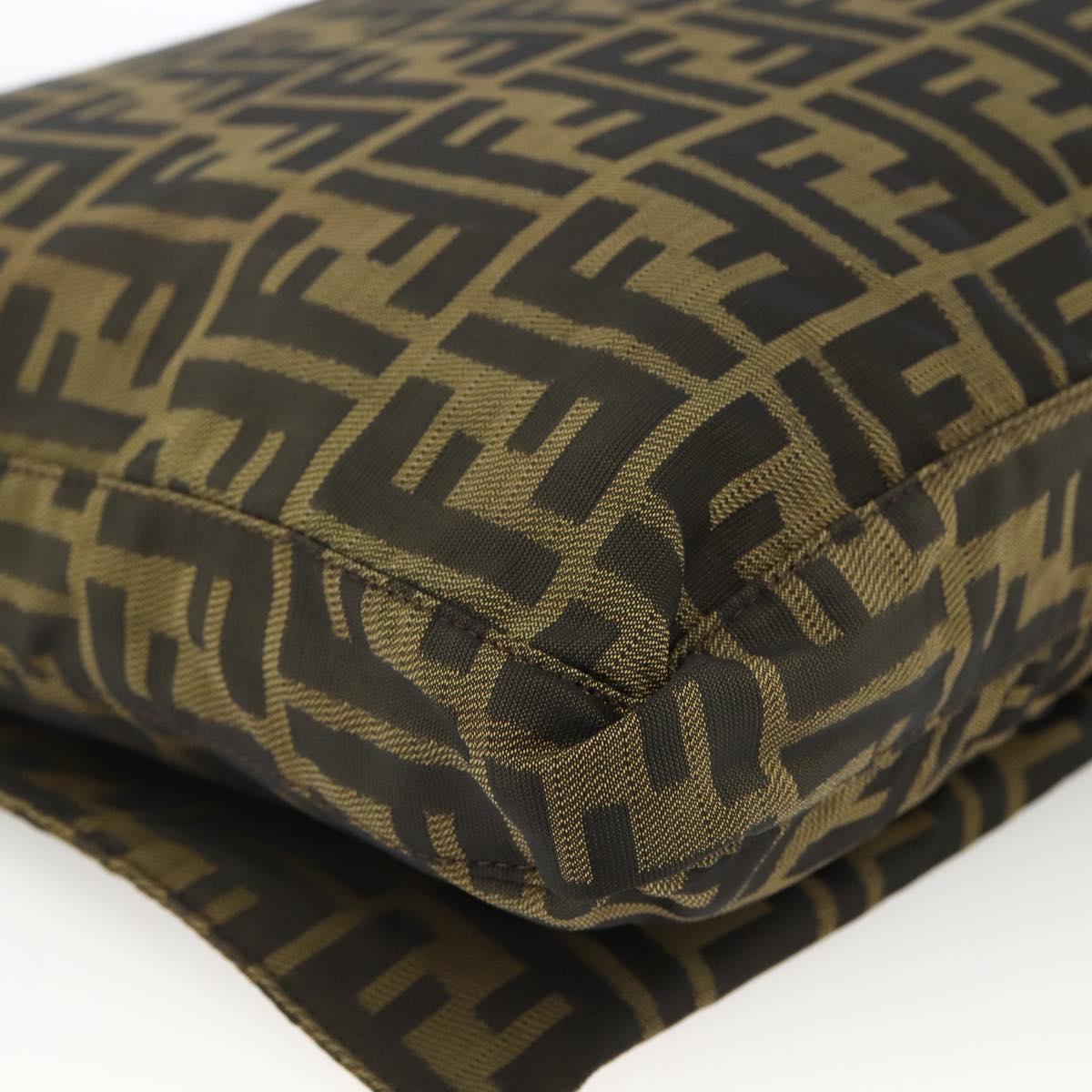 FENDI Zucca Canvas Shoulder Bag Black Brown Auth ka3016