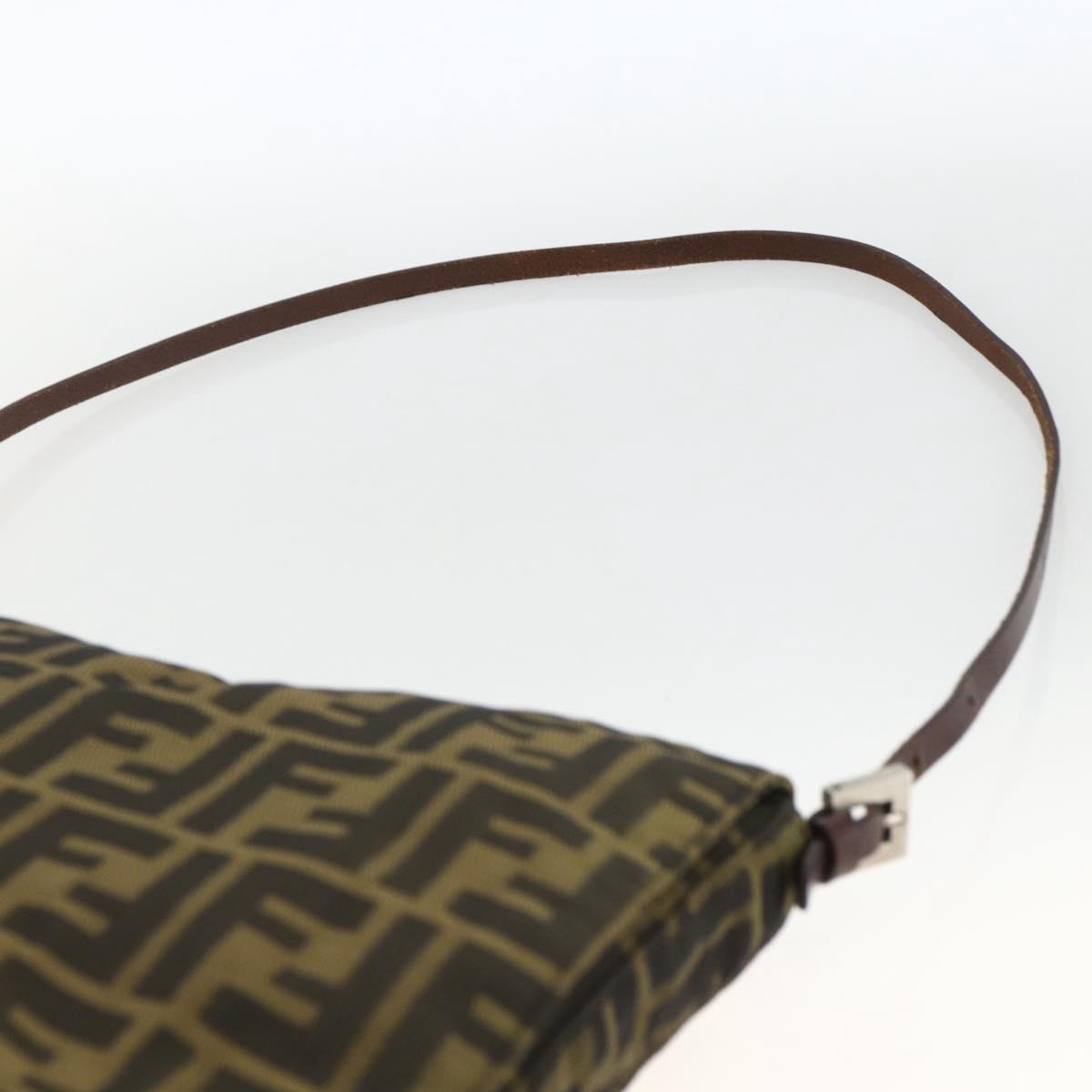 FENDI Zucca Canvas Shoulder Bag Black Brown Auth ka3016