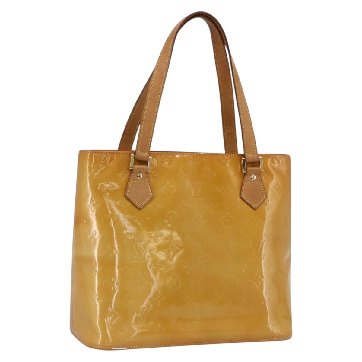 LOUIS VUITTON Monogram Vernis Houston Hand Bag Beige M91004 LV Auth ka3023