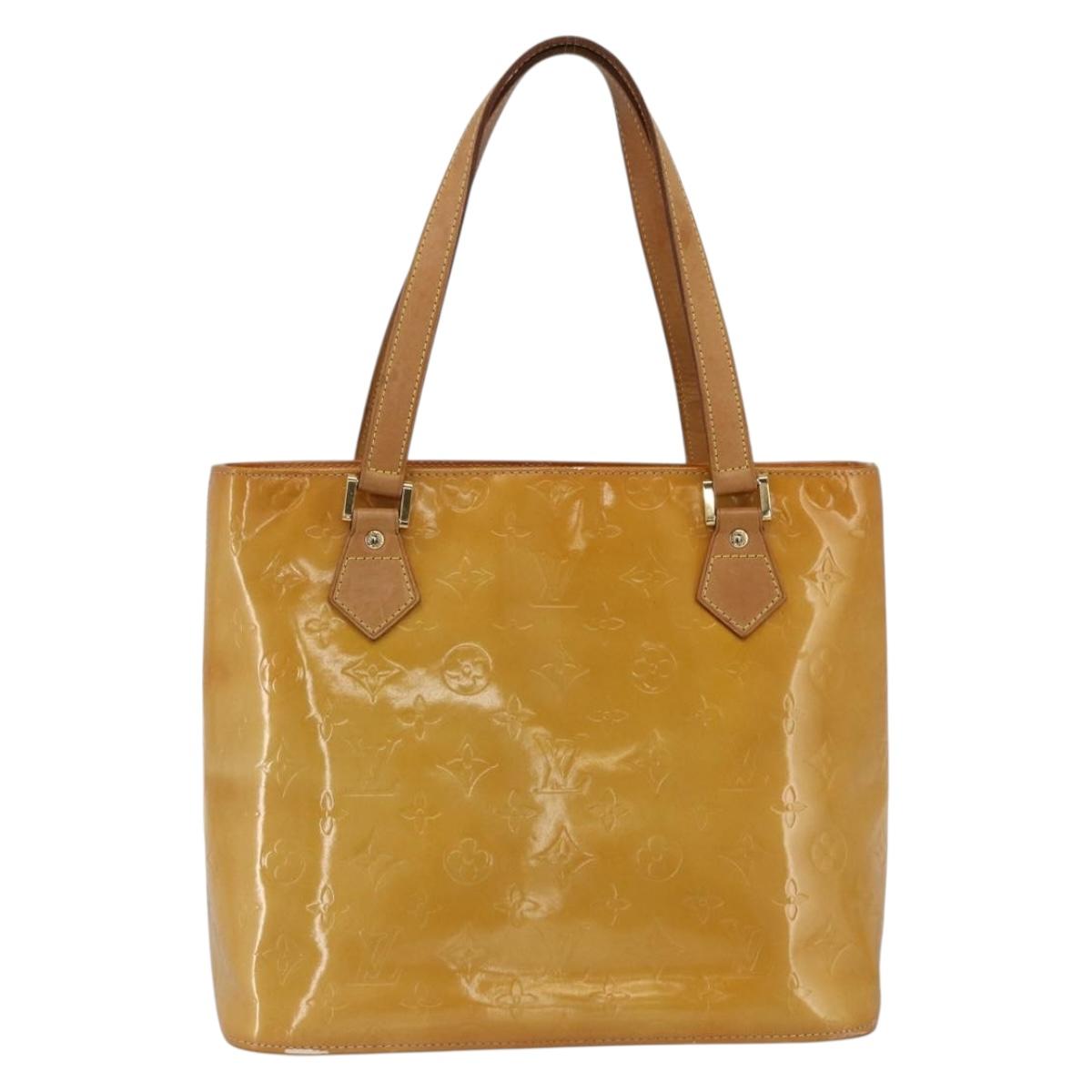 LOUIS VUITTON Monogram Vernis Houston Hand Bag Beige M91004 LV Auth ka3023
