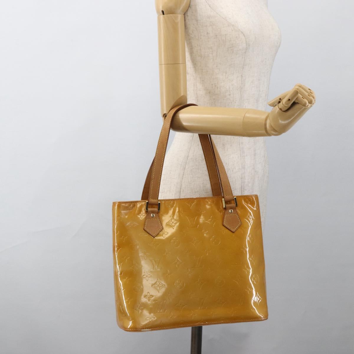 LOUIS VUITTON Monogram Vernis Houston Hand Bag Beige M91004 LV Auth ka3023