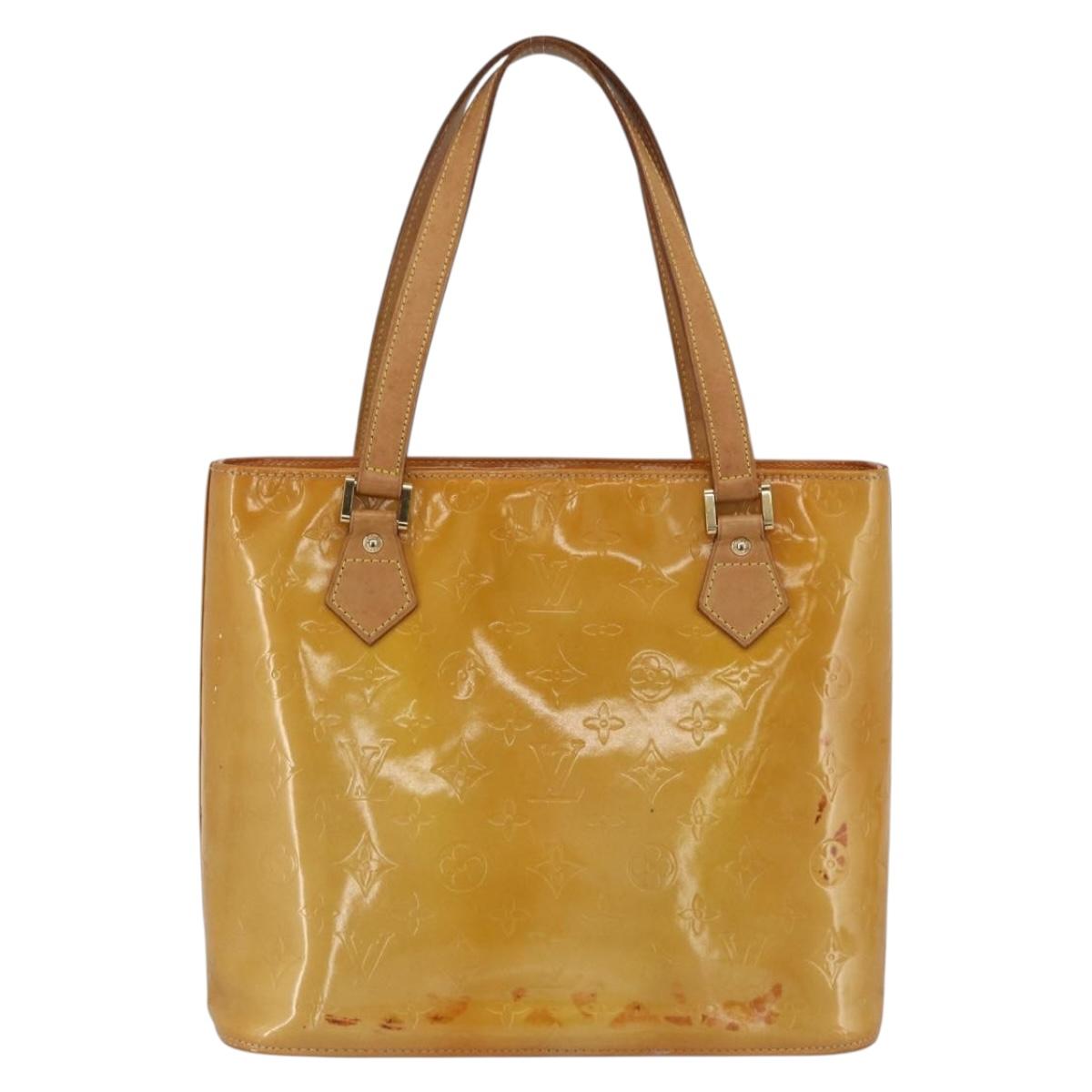 LOUIS VUITTON Monogram Vernis Houston Hand Bag Beige M91004 LV Auth ka3023