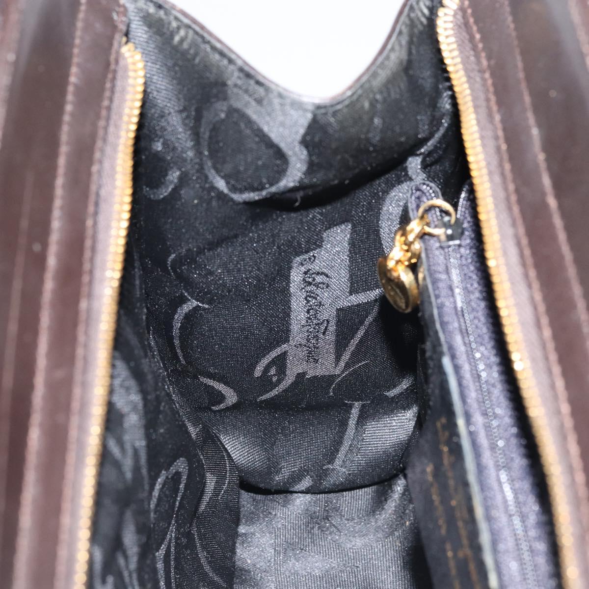 Salvatore Ferragamo Shoulder Bag Leather Brown Gold Auth ka3025