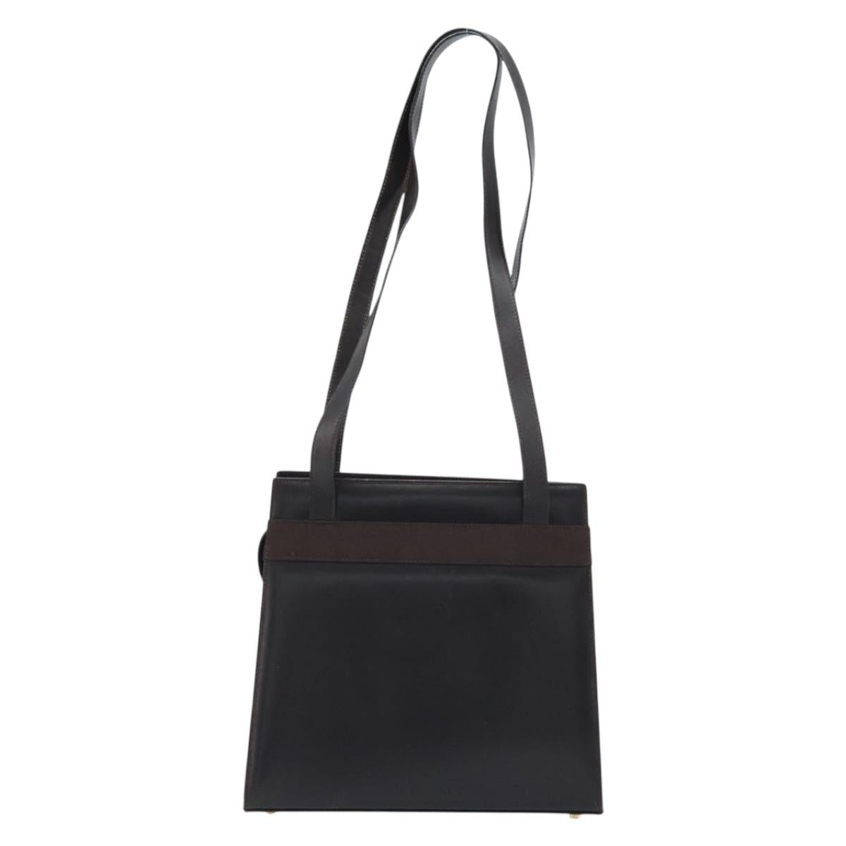 Salvatore Ferragamo Shoulder Bag Leather Brown Gold Auth ka3025