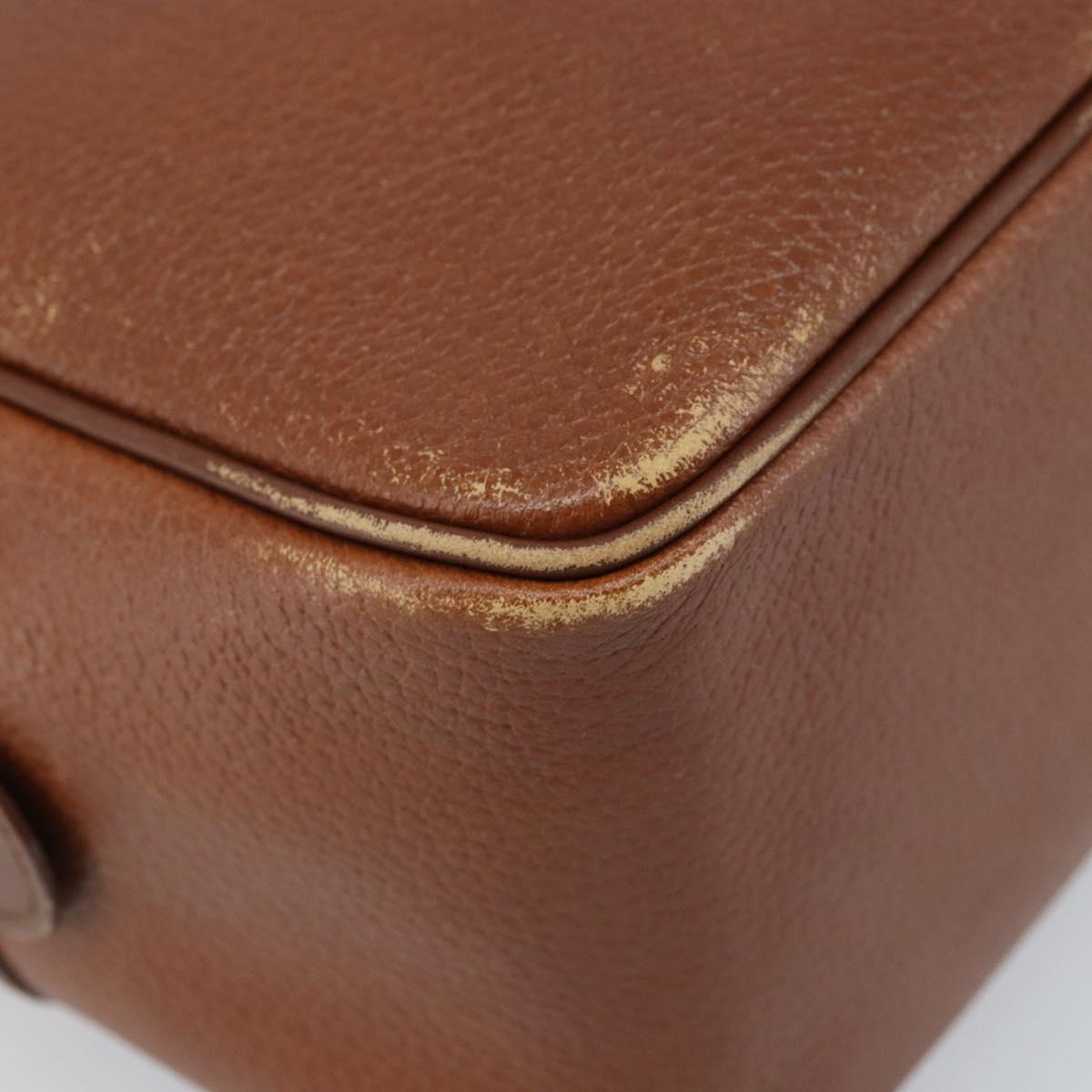 Burberrys Hand Bag Leather Brown Gold Auth ka3026