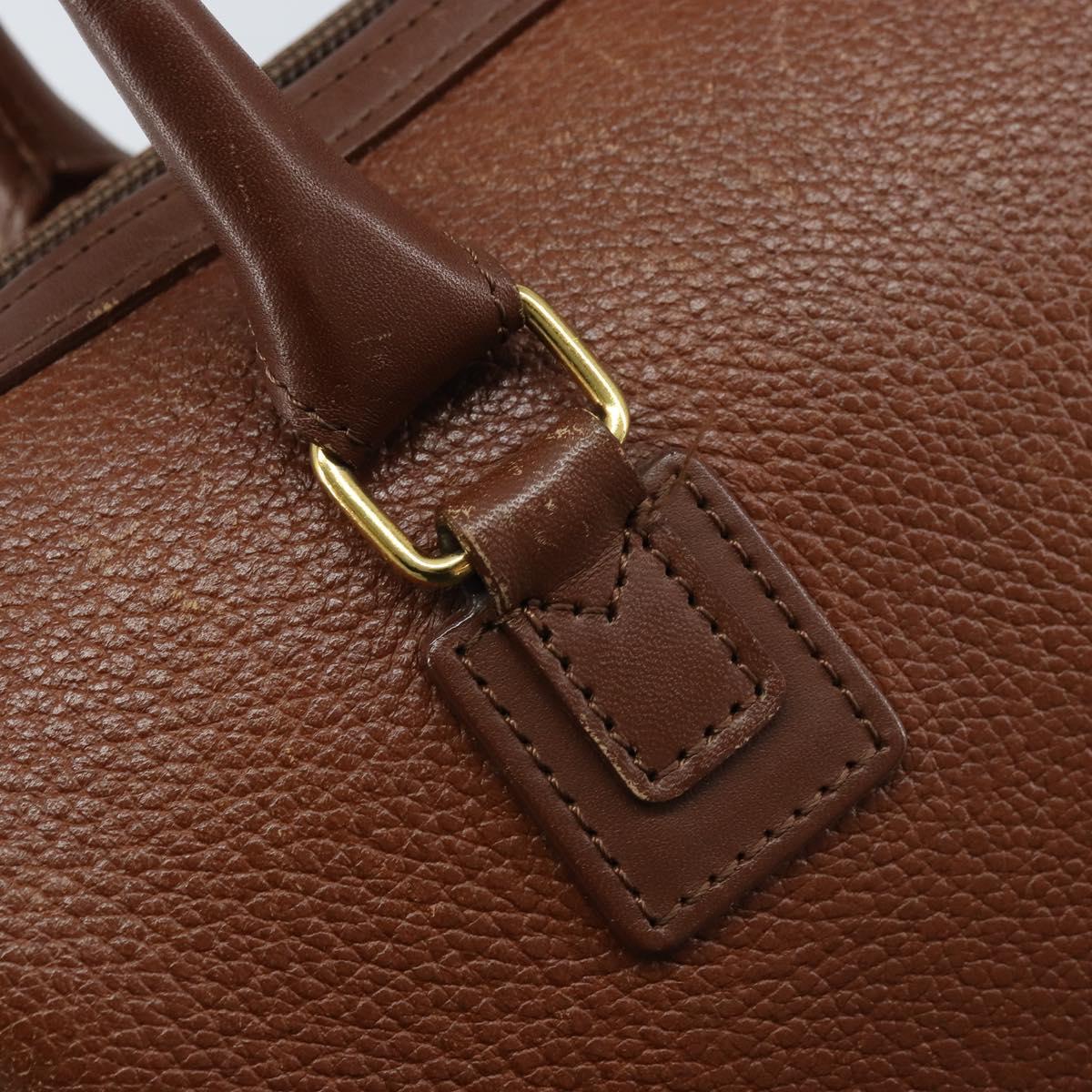 Burberrys Hand Bag Leather Brown Gold Auth ka3026