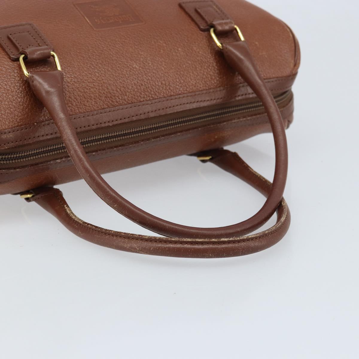 Burberrys Hand Bag Leather Brown Gold Auth ka3026