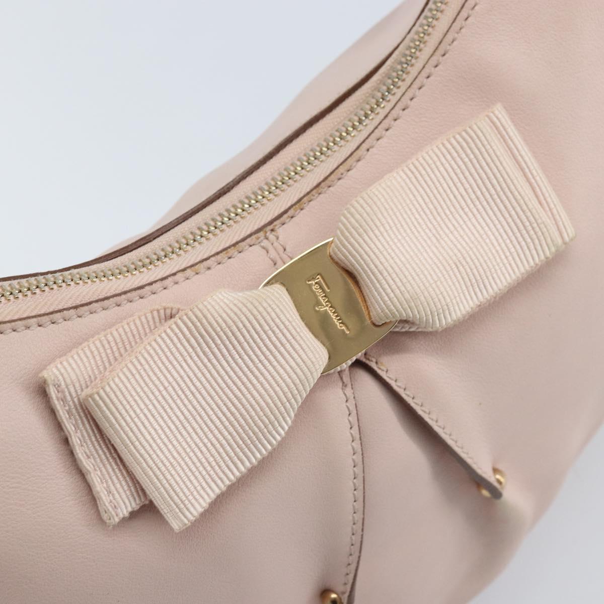 Salvatore Ferragamo Shoulder Bag Leather Pink Gold Auth ka3027