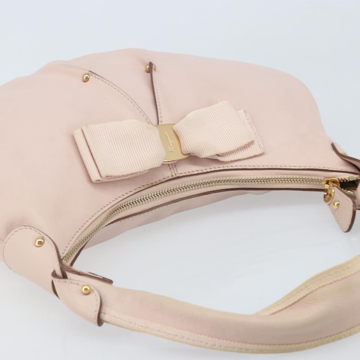 Salvatore Ferragamo Shoulder Bag Leather Pink Gold Auth ka3027