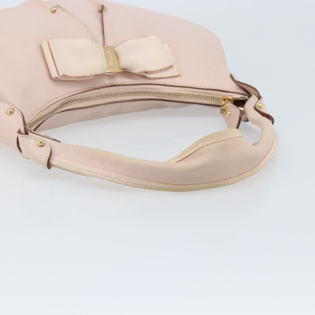 Salvatore Ferragamo Shoulder Bag Leather Pink Gold Auth ka3027
