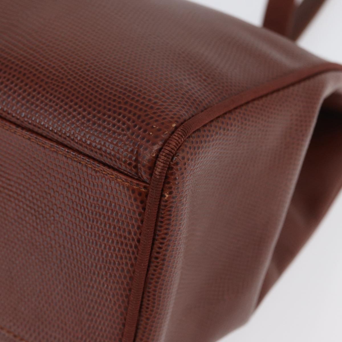 Salvatore Ferragamo Tote Bag Leather Brown Gold Auth ka3028
