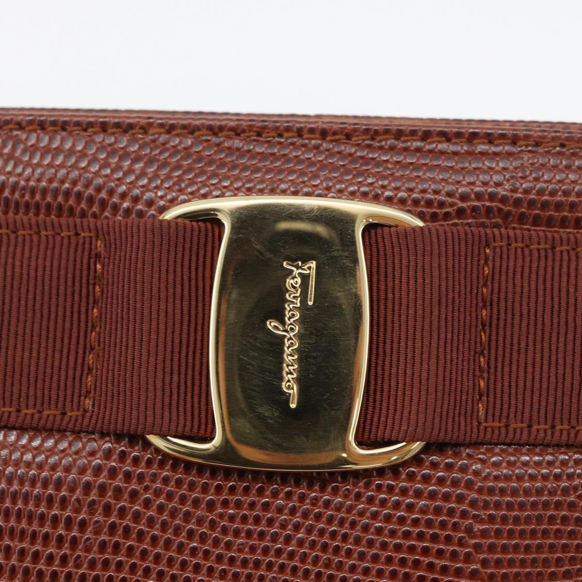 Salvatore Ferragamo Tote Bag Leather Brown Gold Auth ka3028