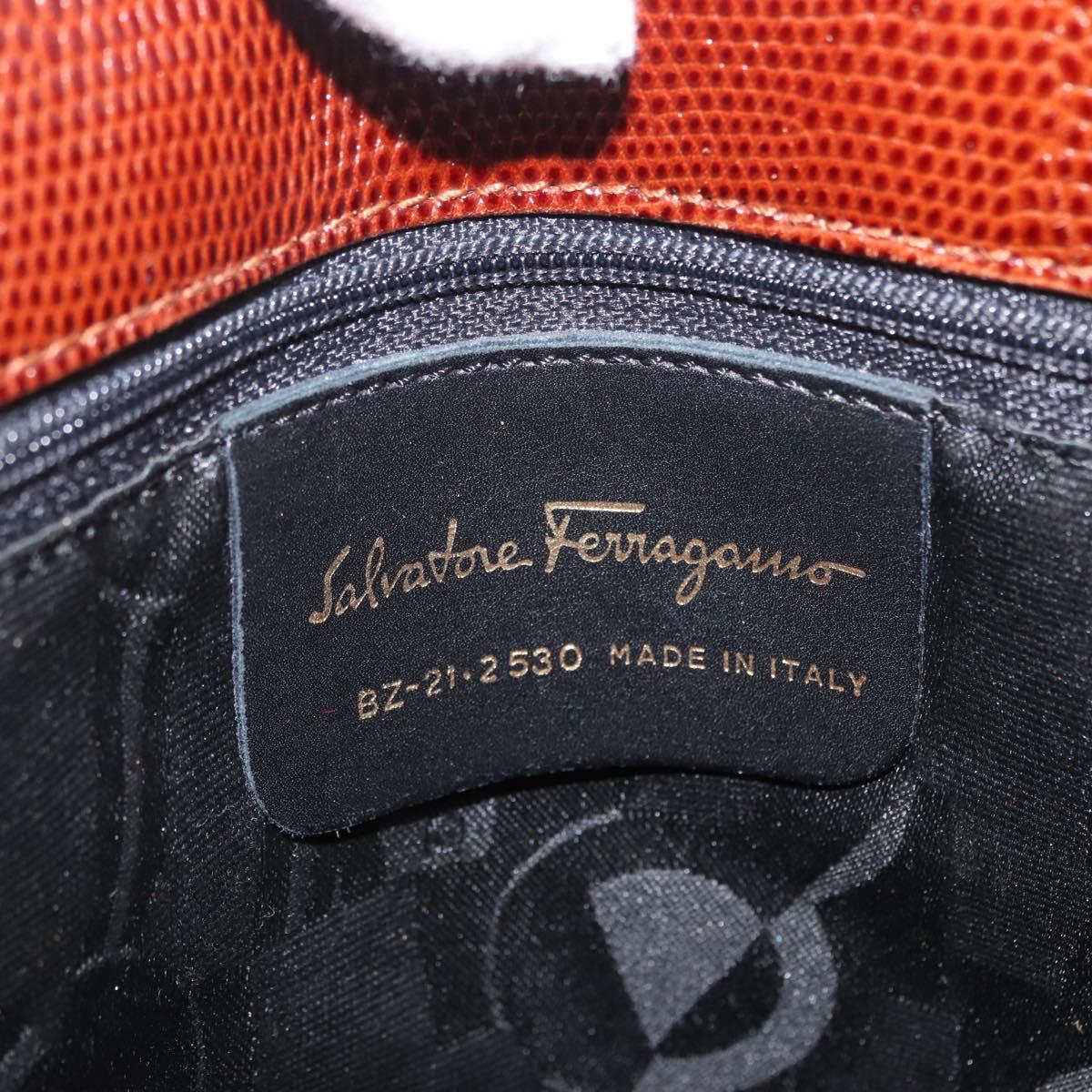 Salvatore Ferragamo Tote Bag Leather Brown Gold Auth ka3028