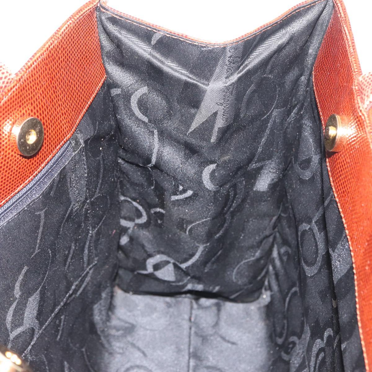 Salvatore Ferragamo Tote Bag Leather Brown Gold Auth ka3028