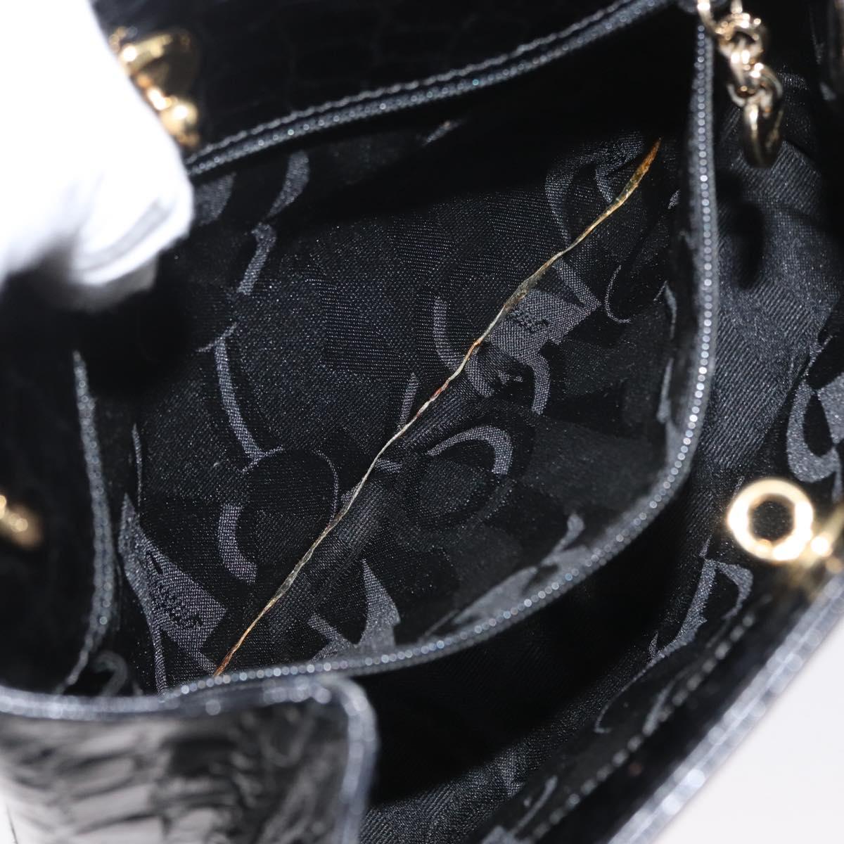 Salvatore Ferragamo Hand Bag Leather 2way Black Gold Auth ka3030