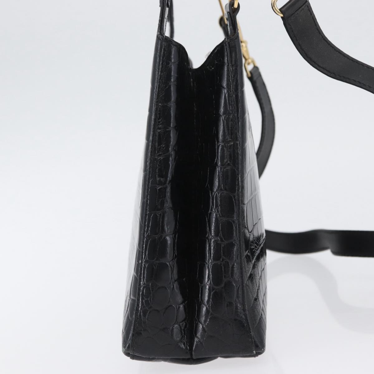Salvatore Ferragamo Hand Bag Leather 2way Black Gold Auth ka3030