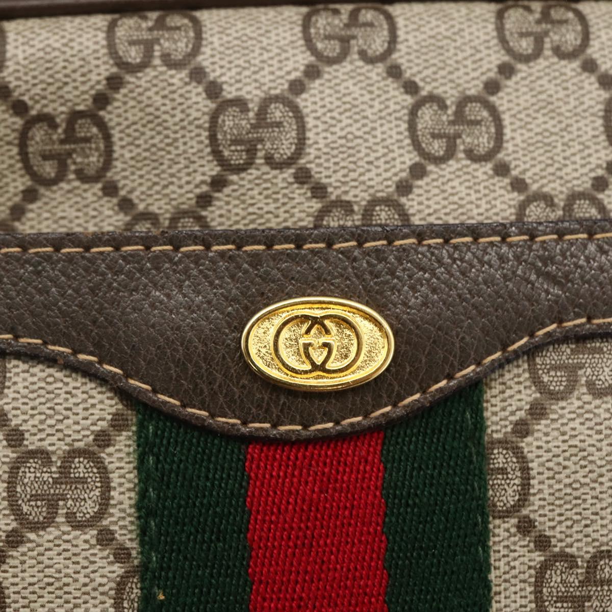 GUCCI GG Supreme Web Sherry Line Hand Bag PVC Beige Gold 010 378 Auth ka3033