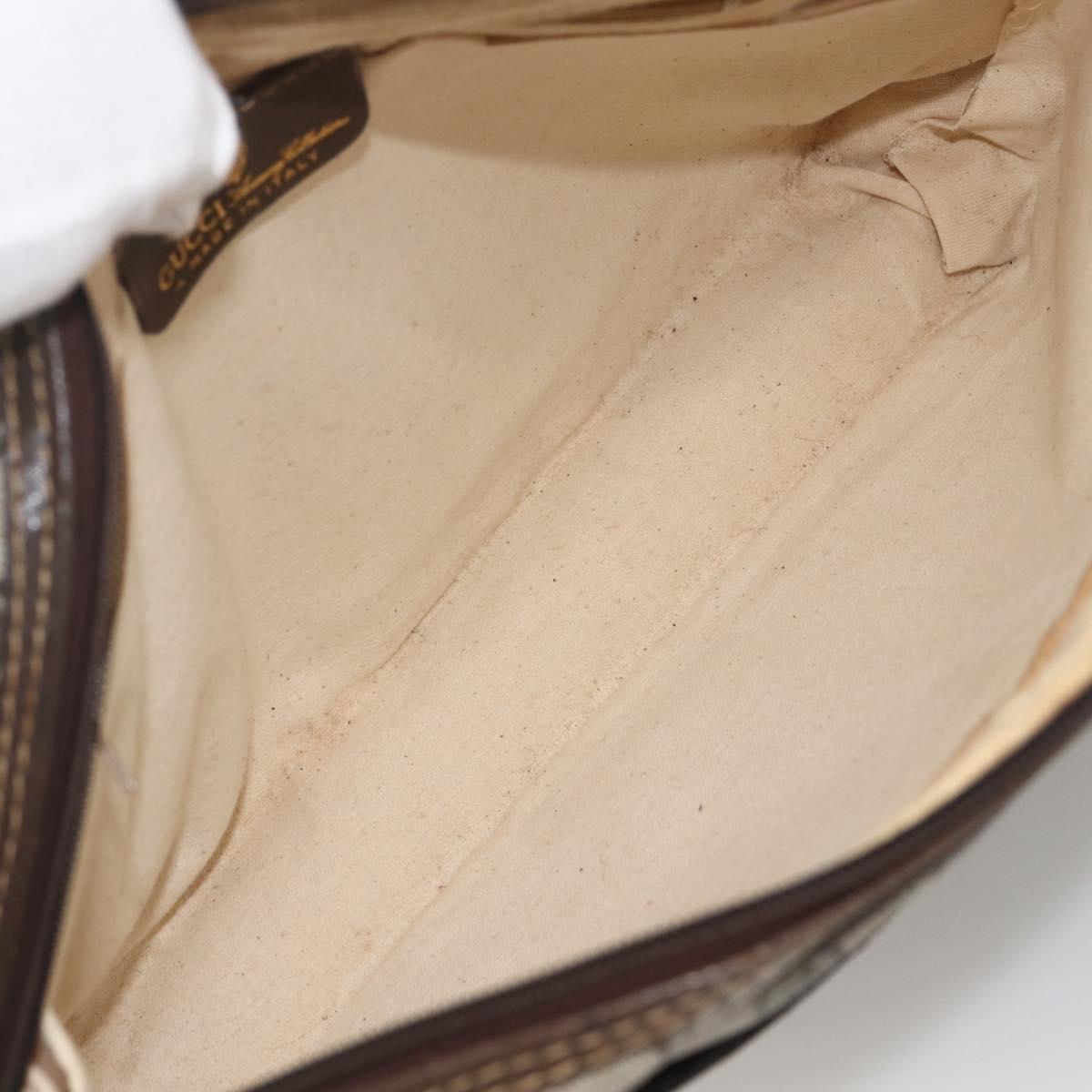 GUCCI GG Supreme Web Sherry Line Hand Bag PVC Beige Gold 010 378 Auth ka3033
