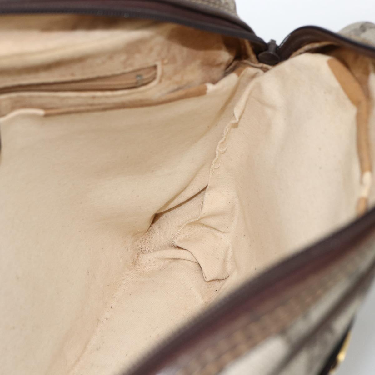 GUCCI GG Supreme Web Sherry Line Hand Bag PVC Beige Gold 010 378 Auth ka3033