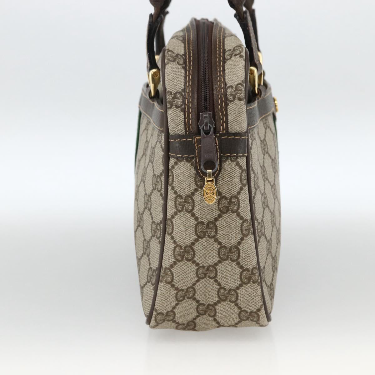 GUCCI GG Supreme Web Sherry Line Hand Bag PVC Beige Gold 010 378 Auth ka3033