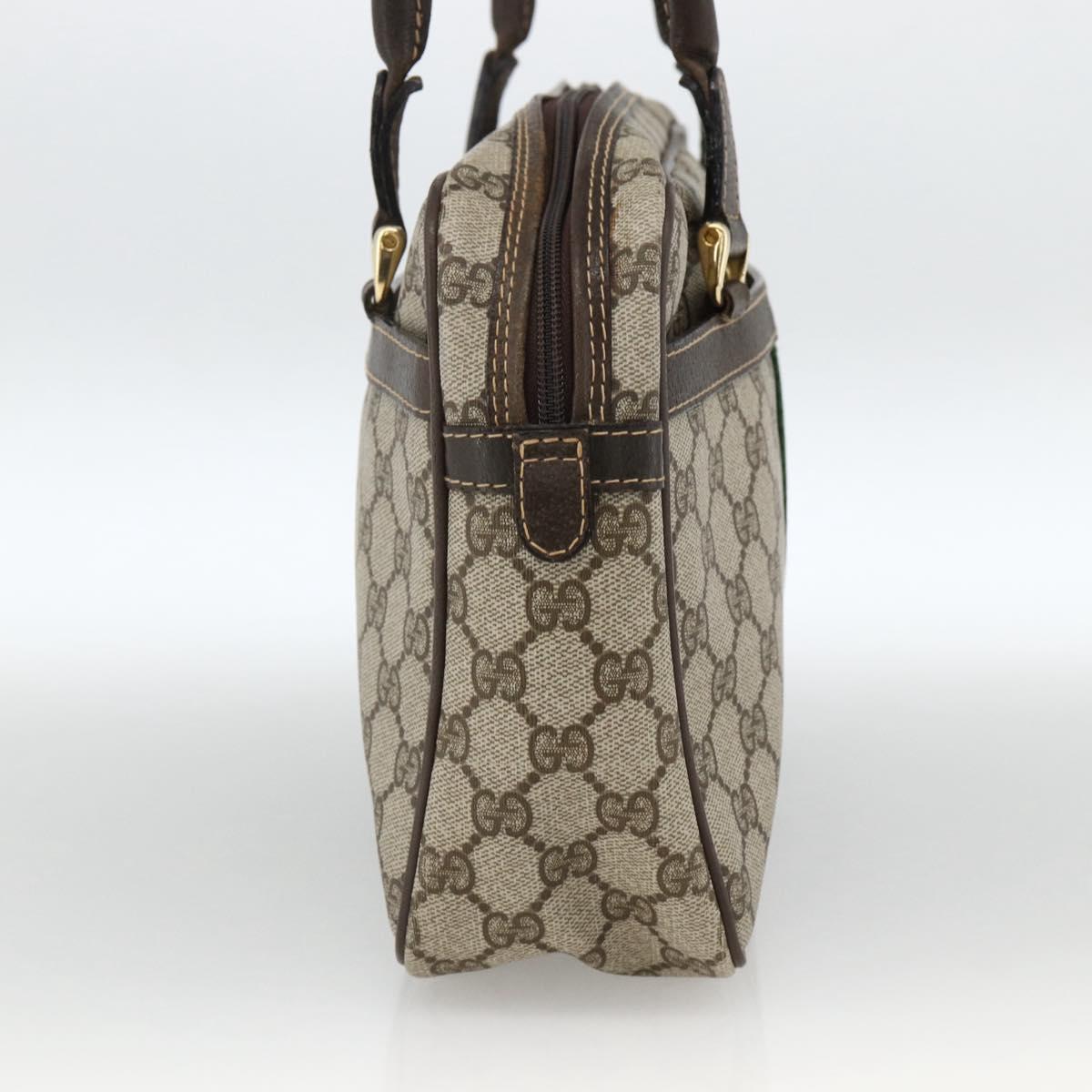GUCCI GG Supreme Web Sherry Line Hand Bag PVC Beige Gold 010 378 Auth ka3033