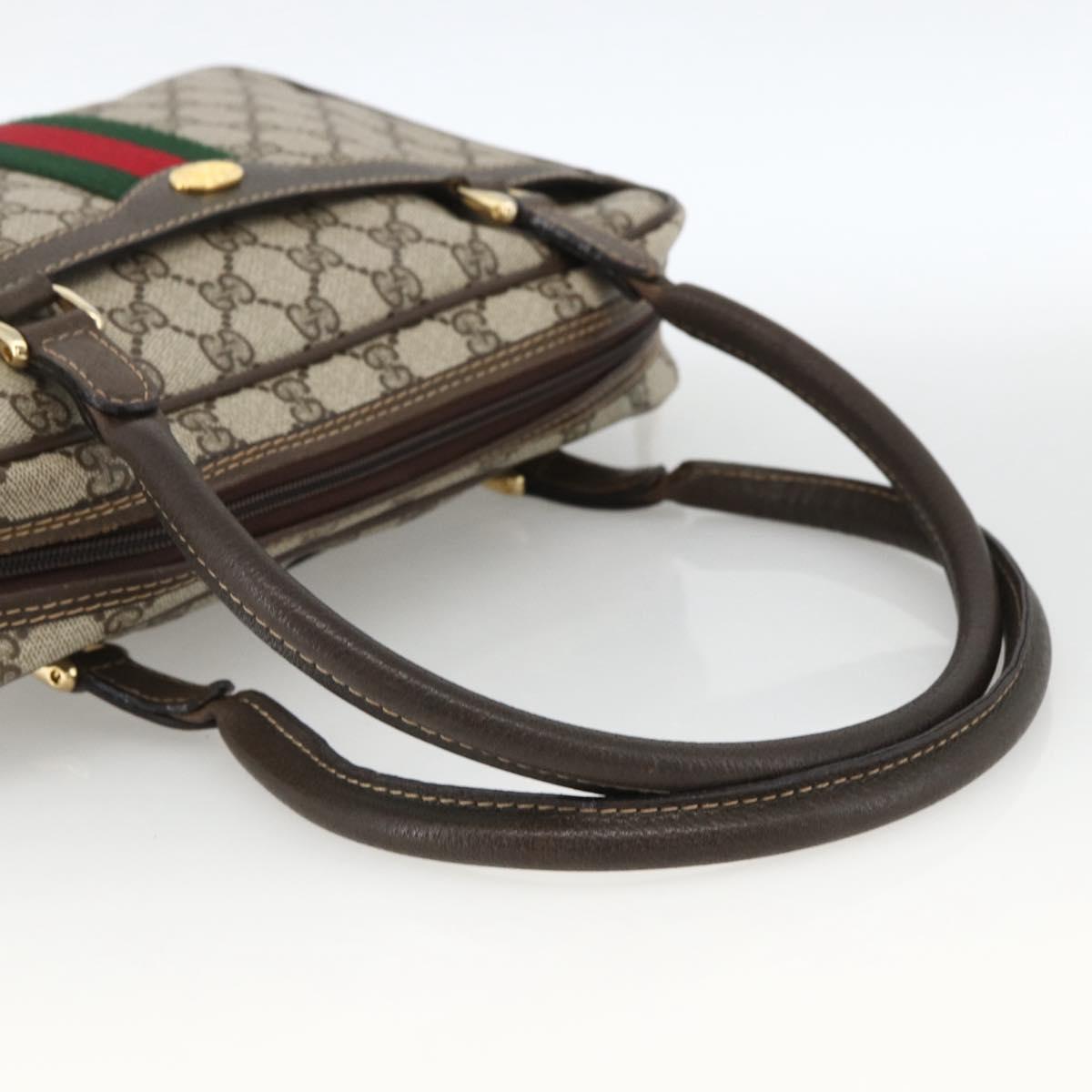 GUCCI GG Supreme Web Sherry Line Hand Bag PVC Beige Gold 010 378 Auth ka3033