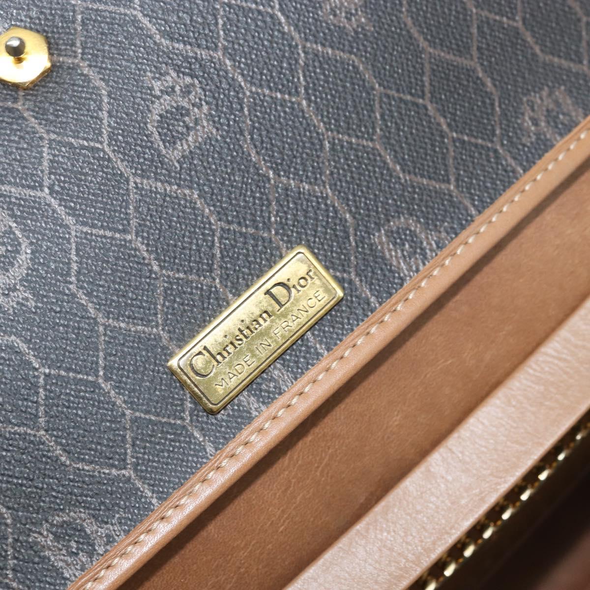 Christian Dior Honeycomb Canvas Chain Shoulder Bag PVC Black Gold Auth ka3038