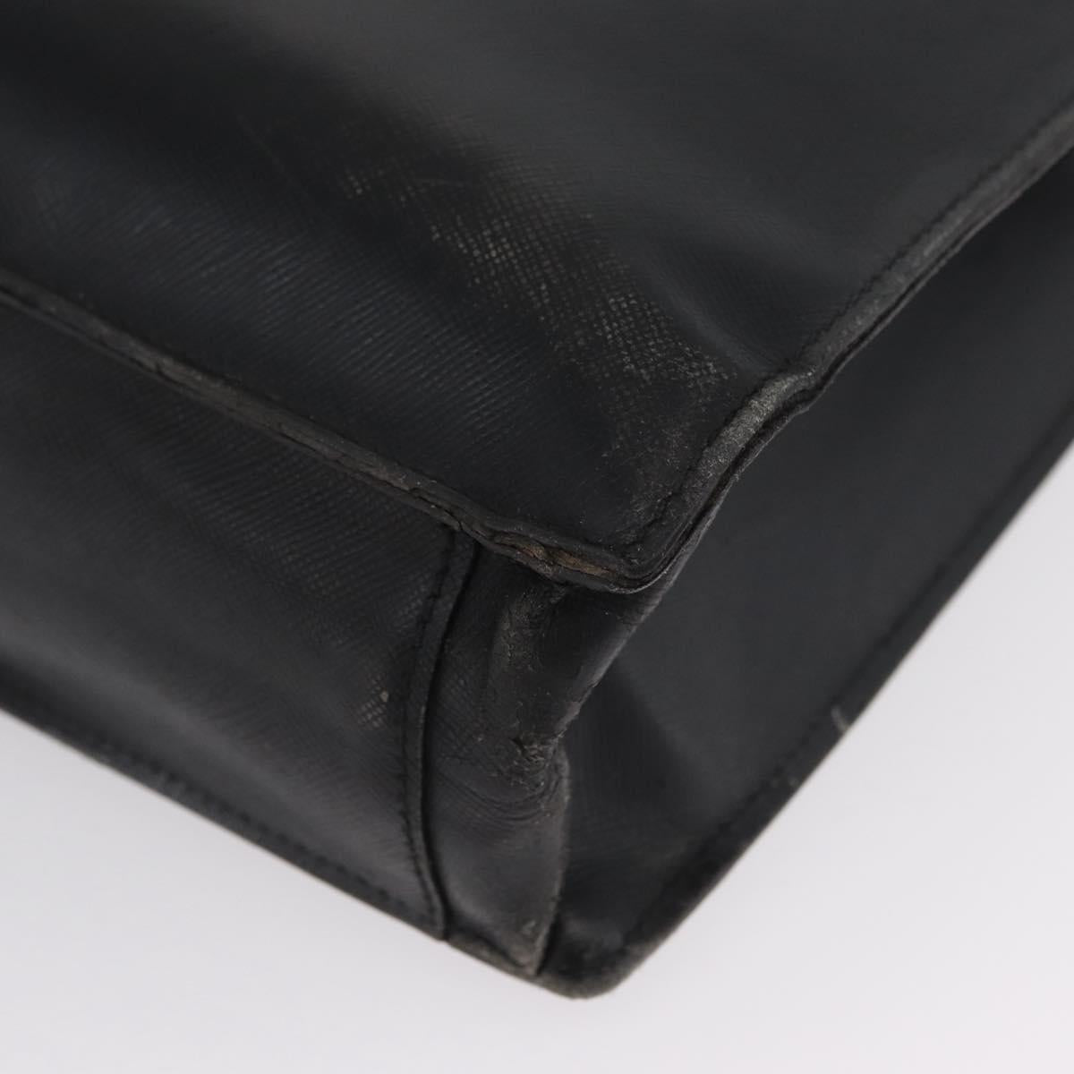PRADA Business Bag Safiano leather Black Silver Auth ka3042