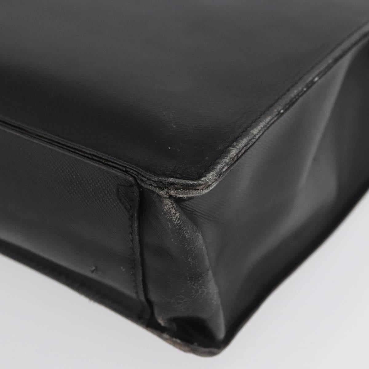 PRADA Business Bag Safiano leather Black Silver Auth ka3042