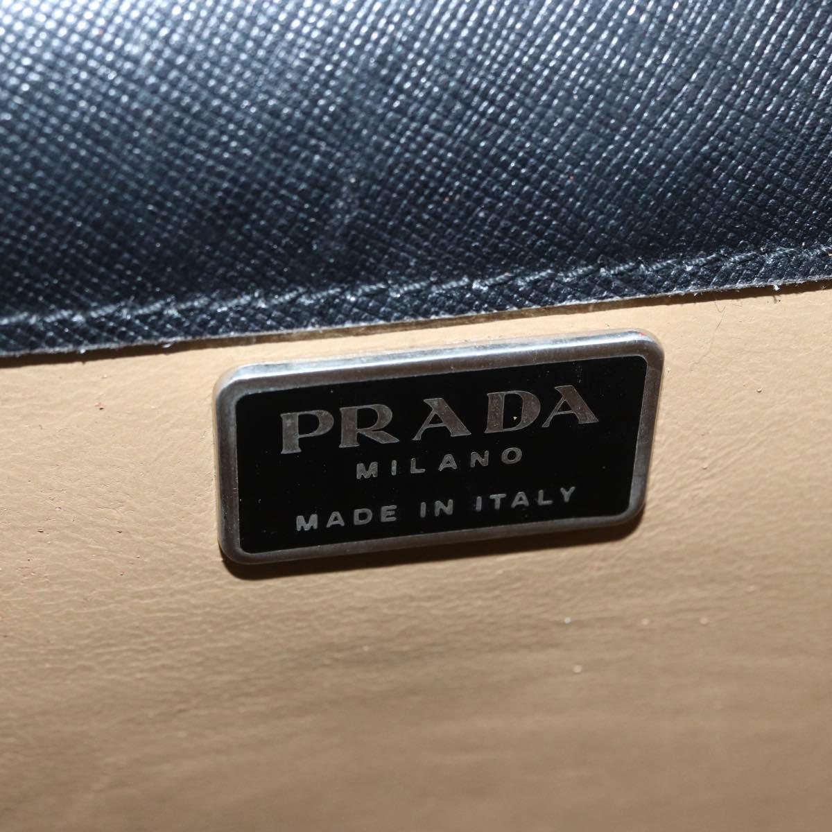 PRADA Business Bag Safiano leather Black Silver Auth ka3042